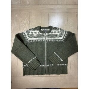 Vintage Abercrombie & Fitch Sweater Mens Medium Green Fair Isle Shetland Wool